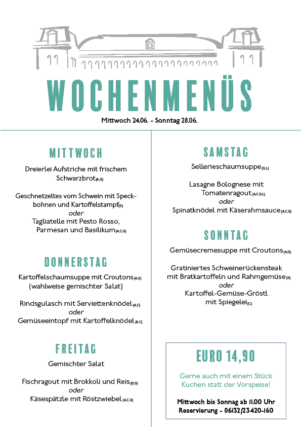UNSER WOCHENMENÜ